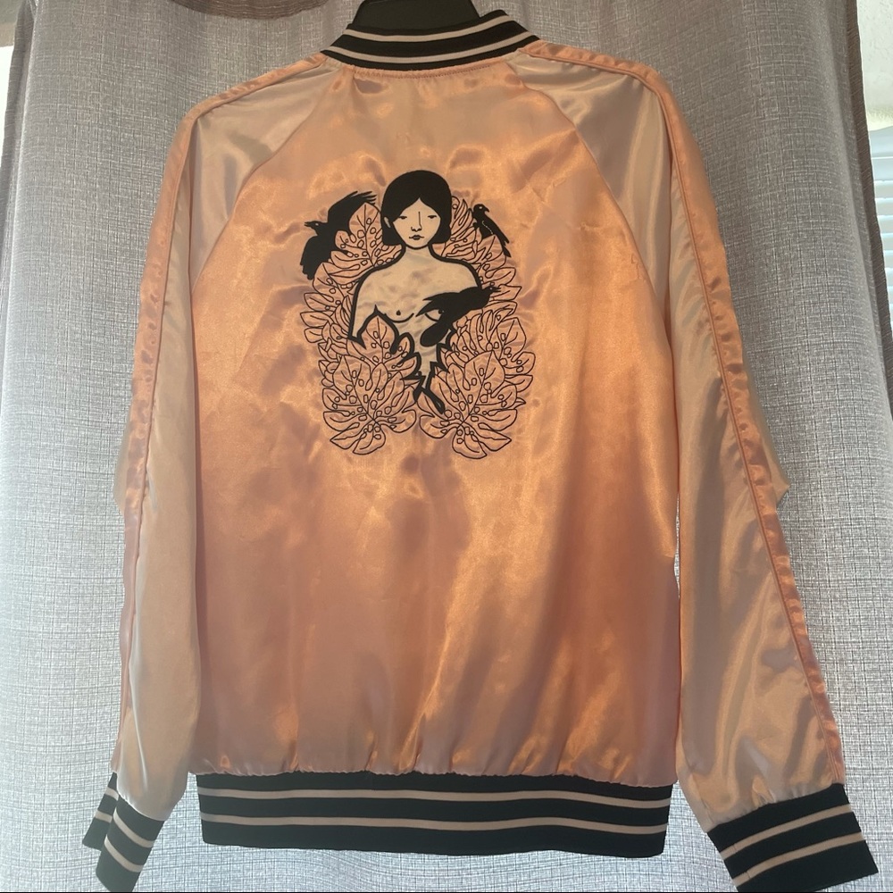 Light Bomber Jacket  - baby pink shiny